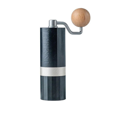 1Zpresso Q Air Black hand coffee grinder against white background