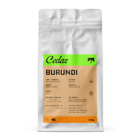Cedar-Coffee Roasters Burundi Long Miles Project Heza Natural