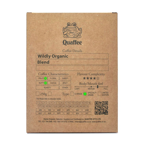 Quaffee Wildly Organic Blend brown box