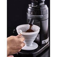 Hario V60 Electric Coffee Grinder In Use