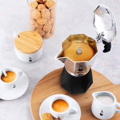 Bialetti Brikka 2 Cup on serving board