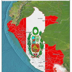 Map of Peru with Flag