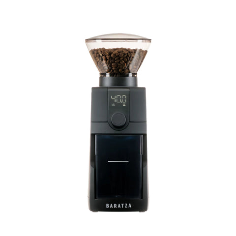 Black Baratza Encore ESP Pro electric coffee grinder in front