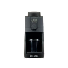 Black Baratza Encore ESP Pro electric coffee grinder with single dose cap and dosing cup
