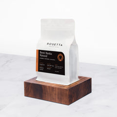 Display bag of Rosetta Roastery Benti Nenka Natural coffee beans