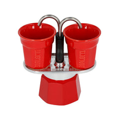 Bialetti Mini Express Red 2-cup with 2 red Biccerrini Cups