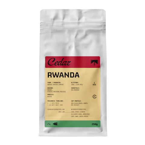 Bag of Cedar Rwanda Shyira coffee beans