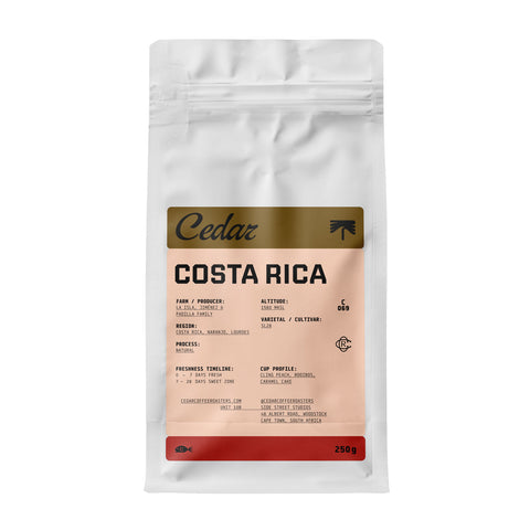 250g bag of Cedar Costa Rica La Isla SL28 Natural coffee beans