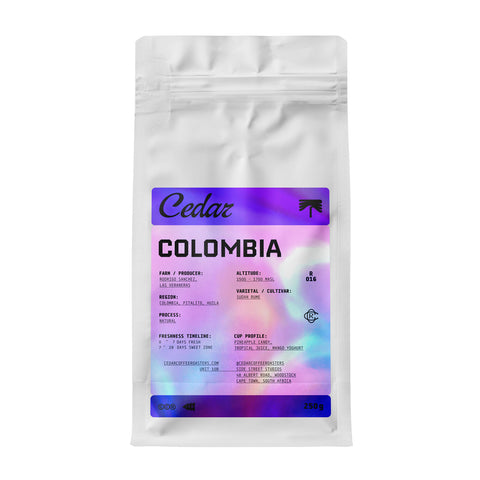250 gram bag of Cedar Colombia Las Veraneras Natural