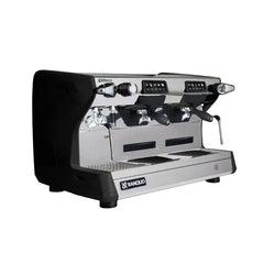 Rancilio Classe 5 USB Crono 2 Group Tall espresso machine in black, three-quarter front view.