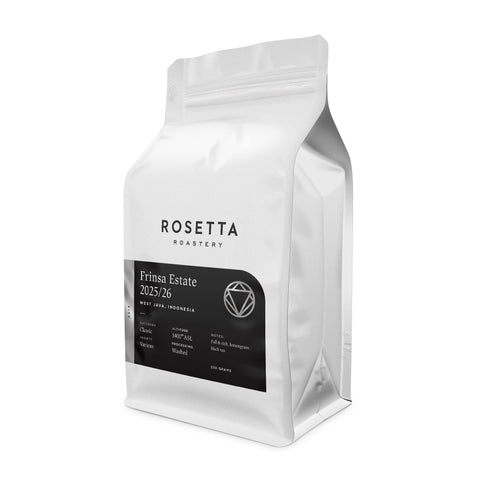 250 gram bag of Rosetta Frinsa Estate 25/26 Harvest coffee beans