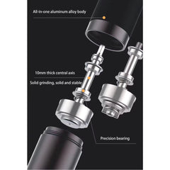 Infographic showing exploded view of KINGrinder K6 Manual Coffee Grinder internal mechanism