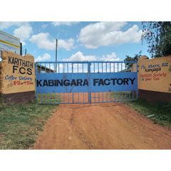Kabingara offee Factory blue gate with writing