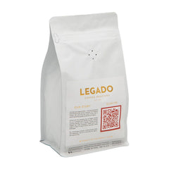 Back of 250 gram bag of Legado Burundi Karusi coffee beans