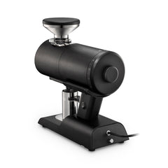 Mazzer Philos Black single dose espresso grinder with dosing cup from behind