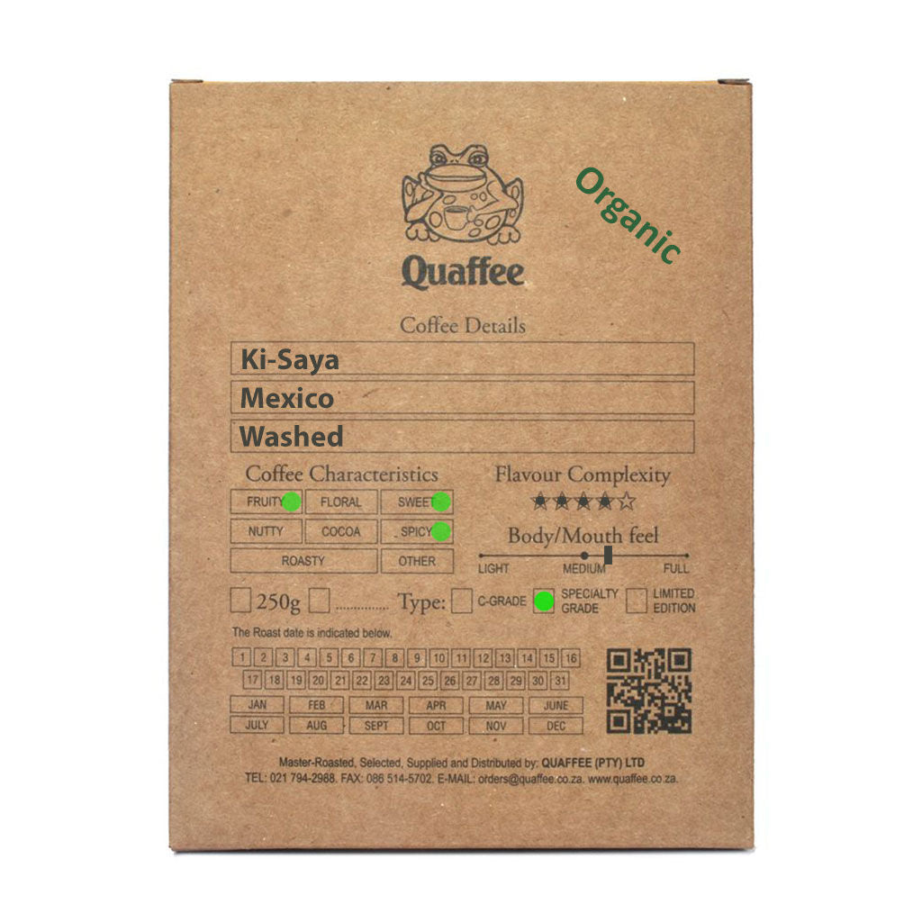 250 gram box of Quaffee Mexico Ki-Saya Washed coffee 