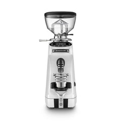 Silver Mazzer Mini Grind by Weight espresso grinder front view