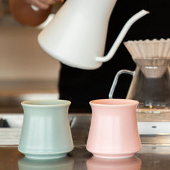 Green and pink Origami Harmony Cups with pour-over scene