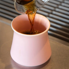 Pink Origami Harmony Cup coffee pour
