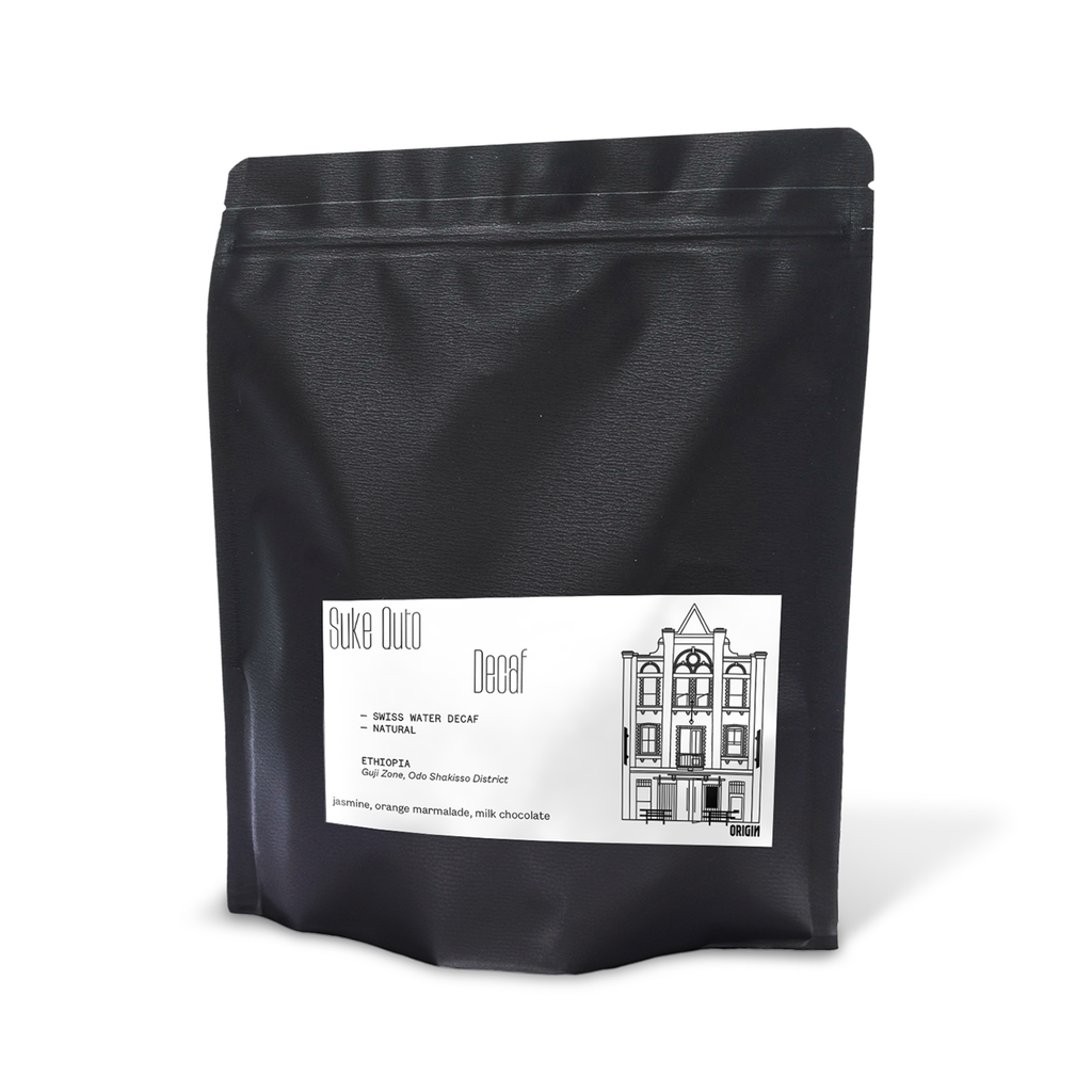 Bag of Origin Coffee Roasting Suke Quto Decaf coffee beans
