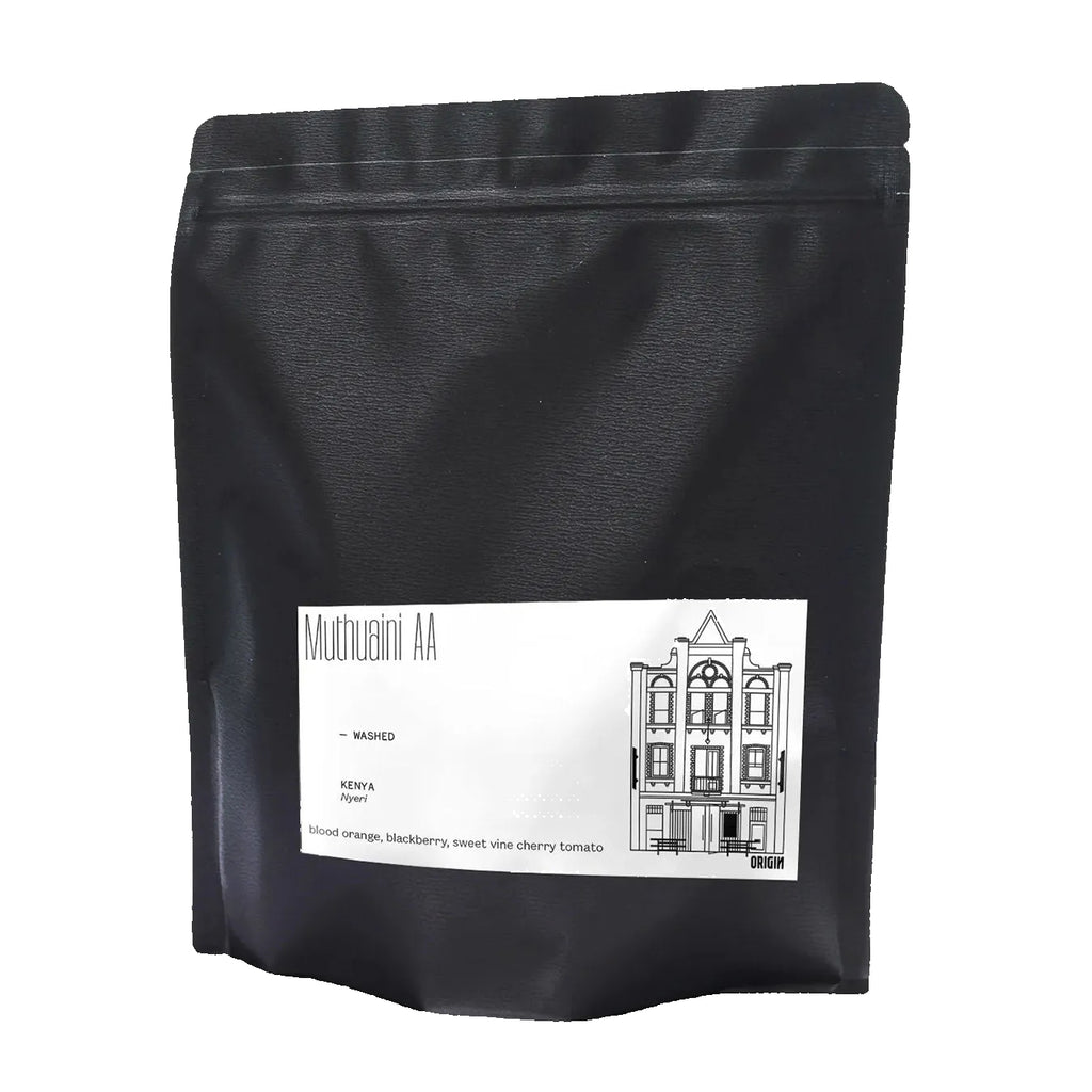 250g bag of Origin Muthuaini AA coffee beans