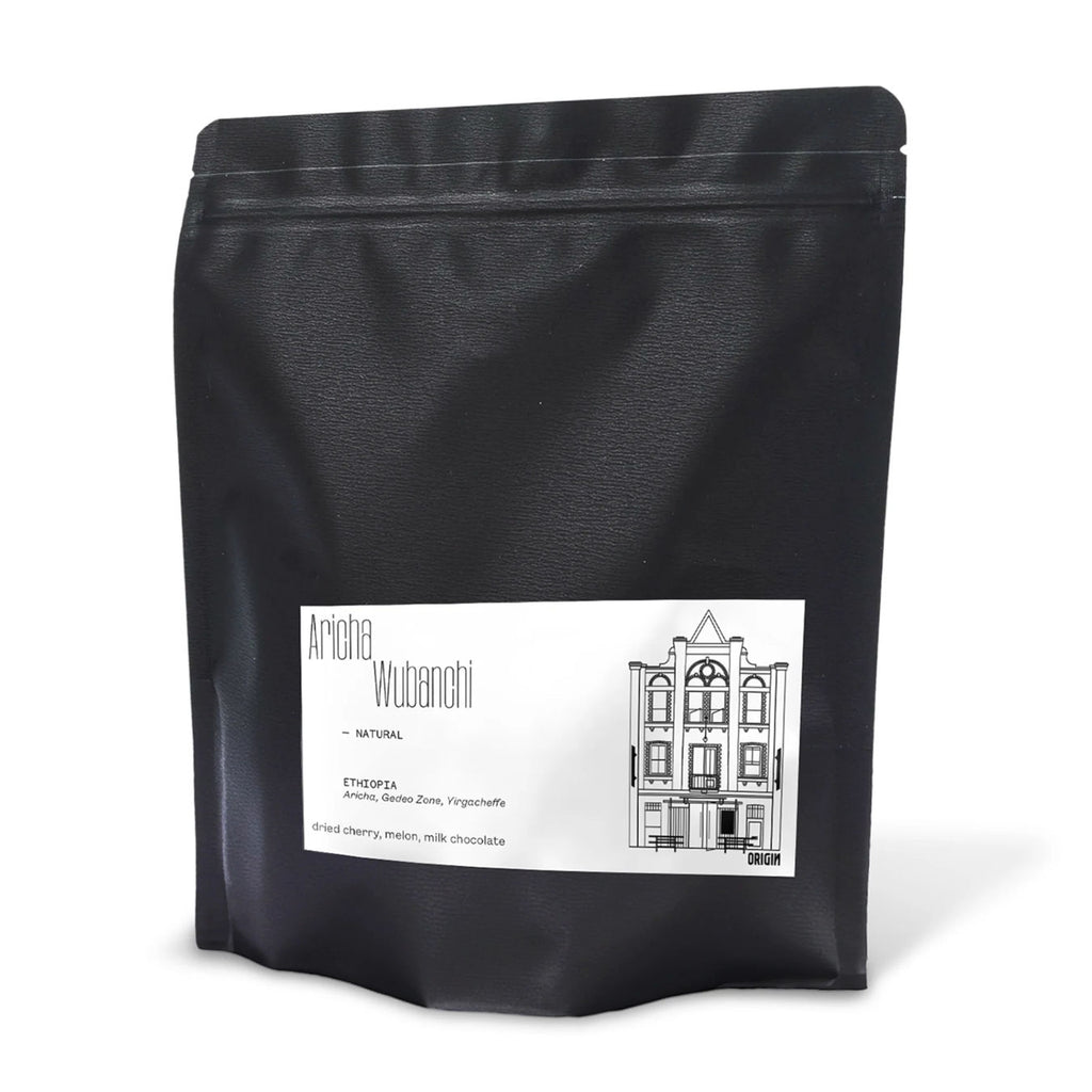 Bag of Origin Coffee Roasting Ethiopia Aricha Wubanchi Natural coffee beans