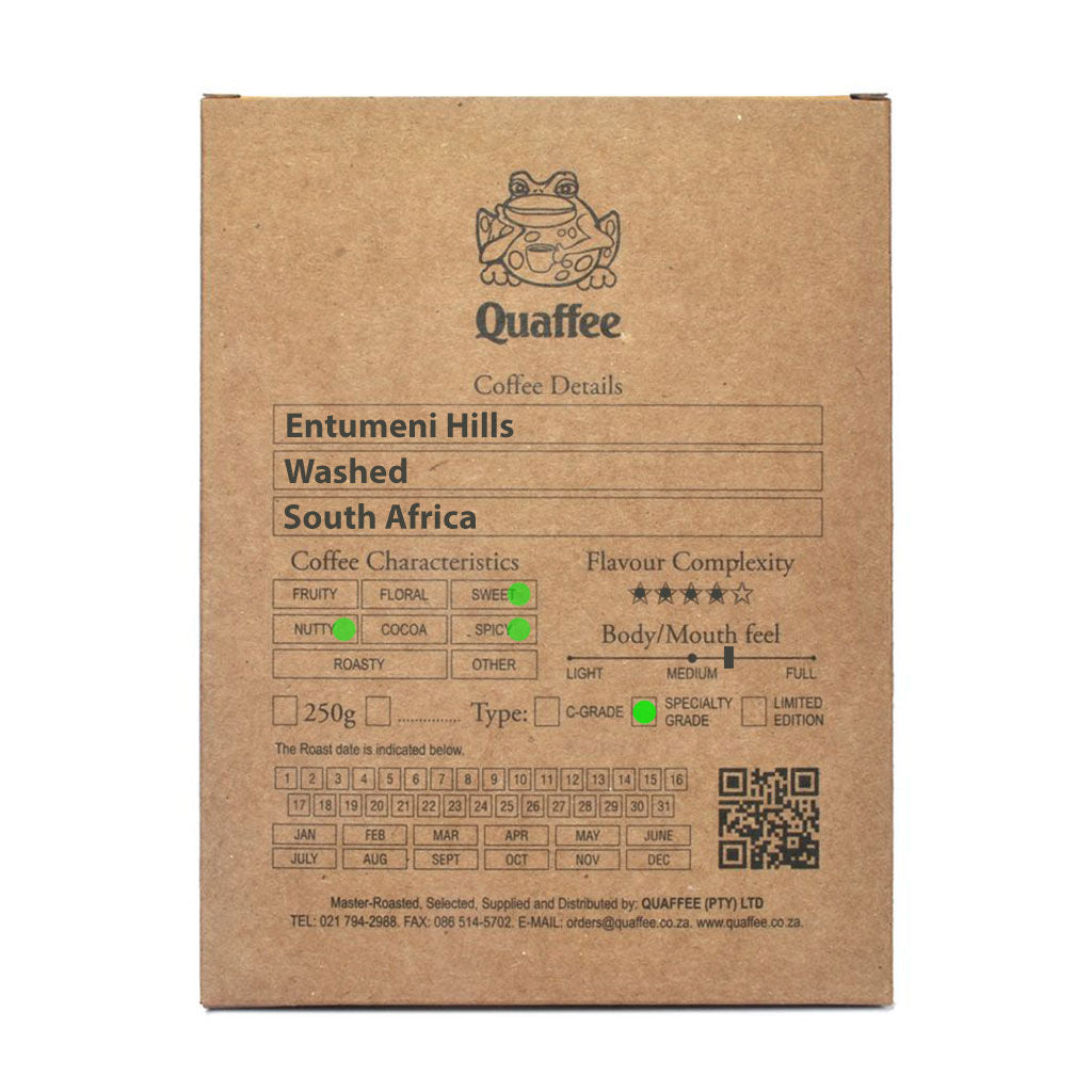 Box of Quaffee Entumeni Hills South African washed single origin coffee