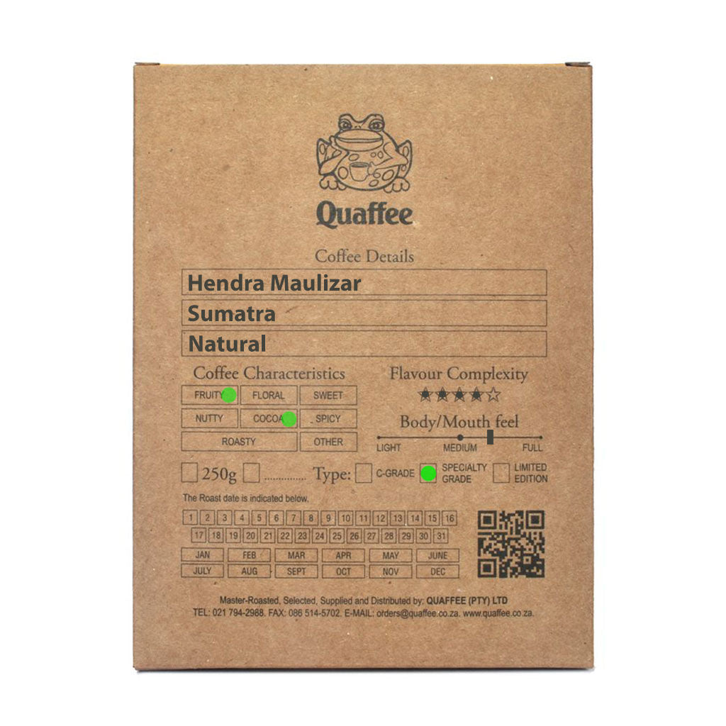250g bag of Quaffee Sumatra Hendra Maulizar Natural coffee beans