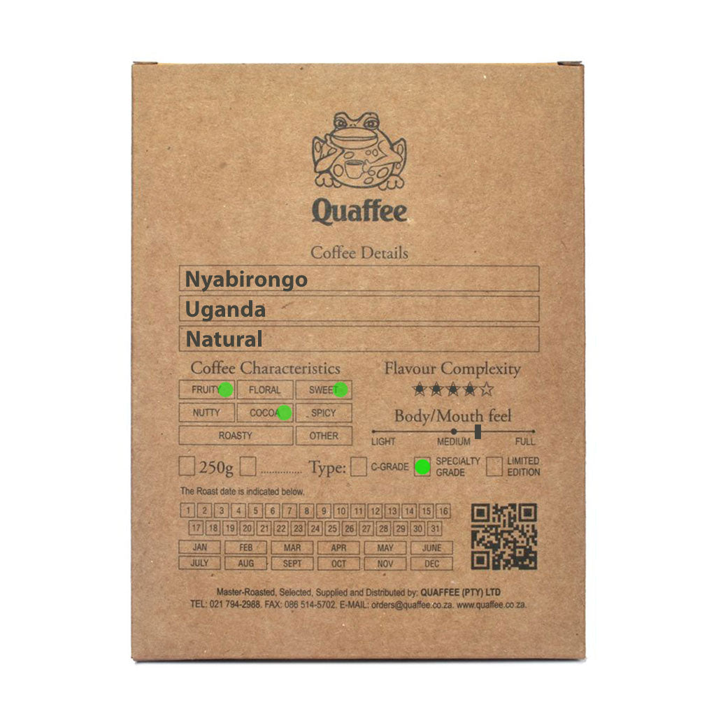 250g bag of Quaffee Uganda Nyabirongo Natural coffee beans