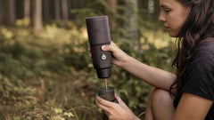 Wacaco Pixapresso brewing into an espresso cup