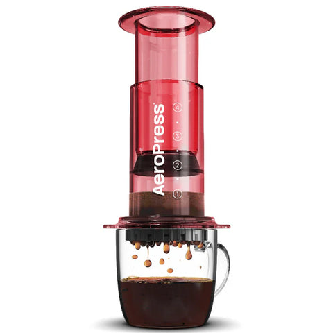 AeroPress Clear Red making coffee