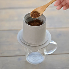 Hario Baton Cafeor Coffee Dripper 01 with coffee grounds