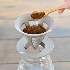 Hario Baton Cafeor Coffee Dripper 02 with coffee grounds