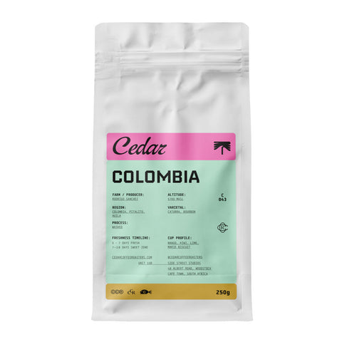 Cedar Colombia El Progreso bag of coffee