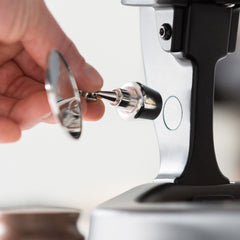 Articulating shot mirror on Flair 58+ manual espresso maker 