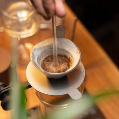 Stirring Melodrip Pour-Over Coffee Tool and Nucleus arm