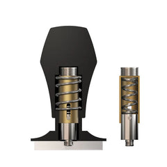 Photo of Normcore spring loaded tamper exploded view with internal mechanism