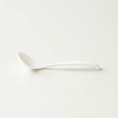 White Origami ceramic cupping spoon side view