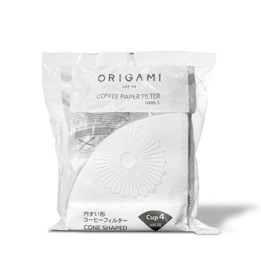 Origami conical filter in packaging