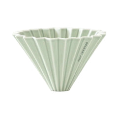 Origami porcelain pour-over coffee dripper in matte green