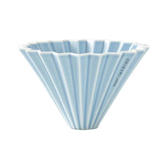 Origami porcelain pour-over coffee dripper in matte blue