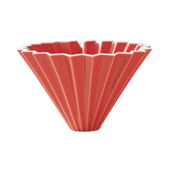 Origami porcelain pour-over coffee dripper in red