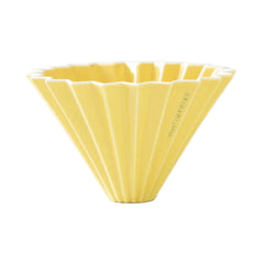 Origami porcelain pour-over coffee dripper in yellow