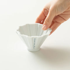 White Origami Pinn dripper with hand