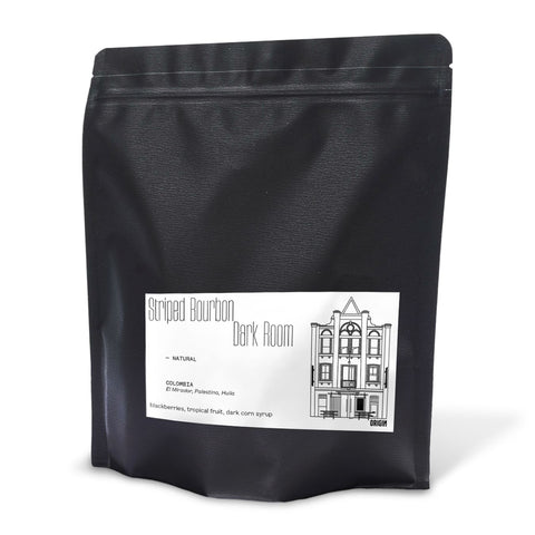 Bag of Origin Coffee Roasting Colombia Finca El Mirador Striped Bourbon Dark Room coffee beans