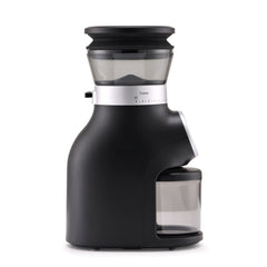 Black Presso Mini Electric coffee grinder in profile