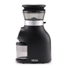 Black Presso Mini Electric coffee grinder in profile