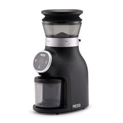 Black Presso Mini Electric coffee grinder side view