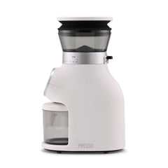 White Presso Mini Electric coffee grinder profile view