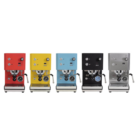 Profitec GO 2.0 Home Espresso Machine series in black, blue red yellow & stainless steel